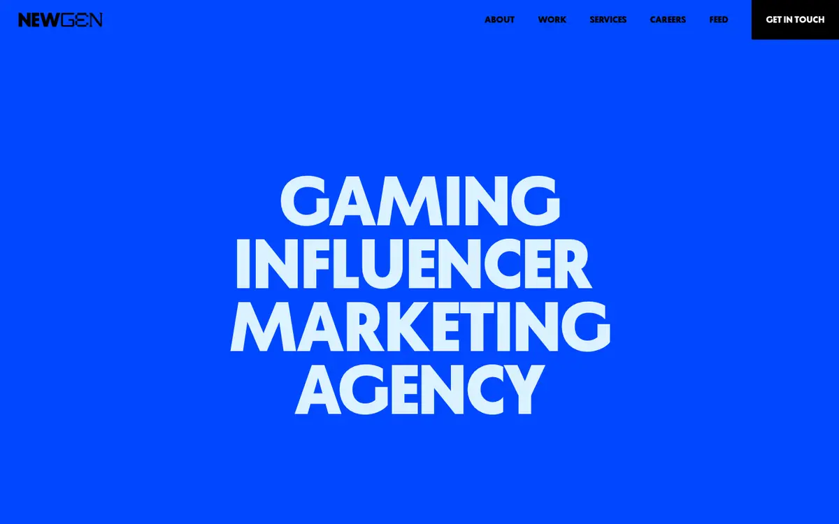 NewGen gaming page — "Gaming Influencer Marketing Agency", October 2026